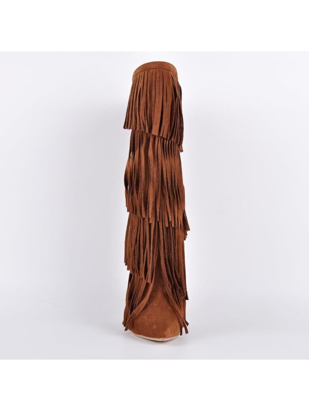 Women's Brown Faux Suede Pointed Toe Stylish Sequins Winter Stiletto Bootie - Picture 3 of 6